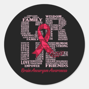 Sticker Rond Cerveau Aneurysme Sensibilisation Ruban Mois Suppo