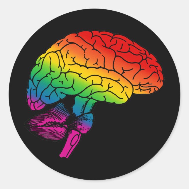 Sticker Rond Cerveau arc en ciel (Devant)