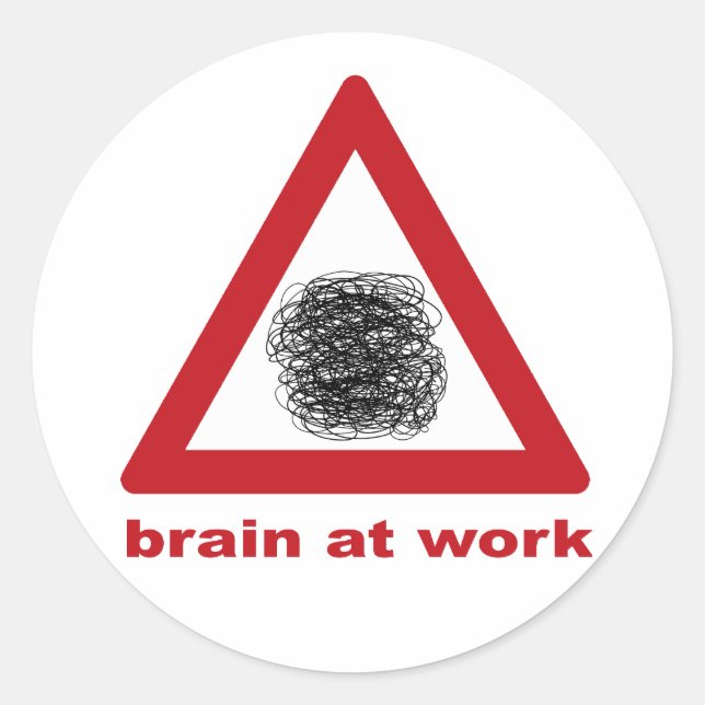 Sticker Rond Cerveau au travail (Devant)