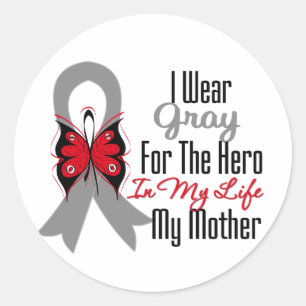 Sticker Rond Cerveau Cancer Ruban Hero Ma mère
