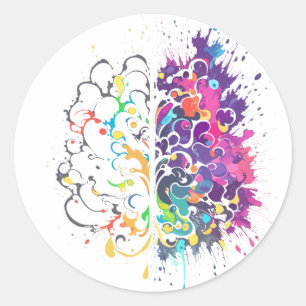 Sticker Rond Cerveau gauche contre Cerveau droit Création