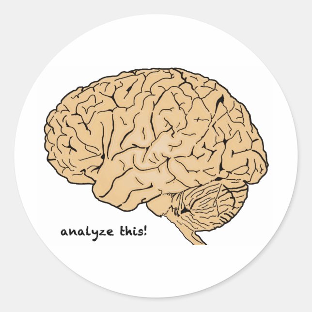 Sticker Rond Cerveau Humain : Analysez Ceci ! (Devant)