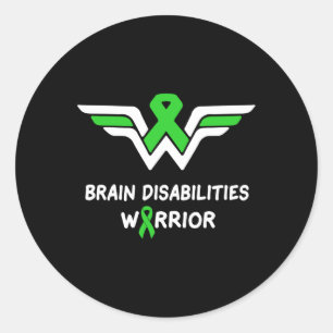 Sticker Rond Cerveau invalidé Guerrier de sensibilisation Ruban
