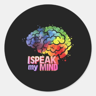 Sticker Rond Cerveau Je Parle Mon Esprit Funny Menteux Mentolog
