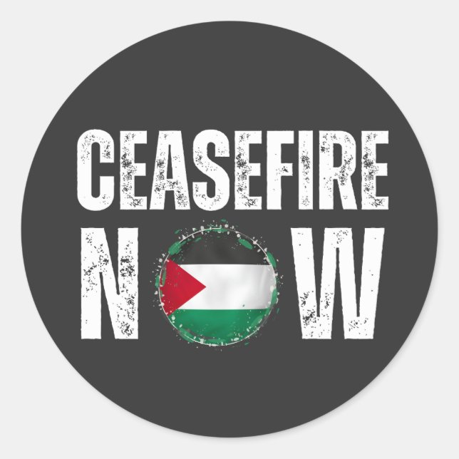 STICKER ROND CESSEZ LE FEU MAINTENANT (Devant)