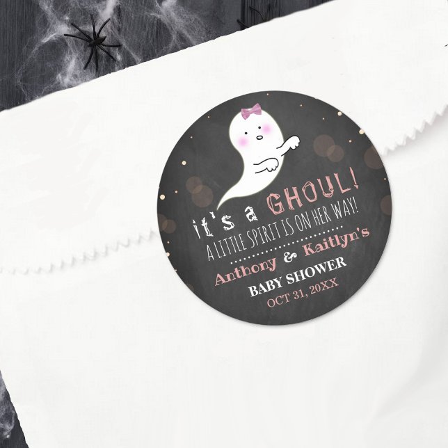 Sticker Rond C'est A Ghoul ! Baby shower d'Halloween Little Spi (Créateur téléchargé)