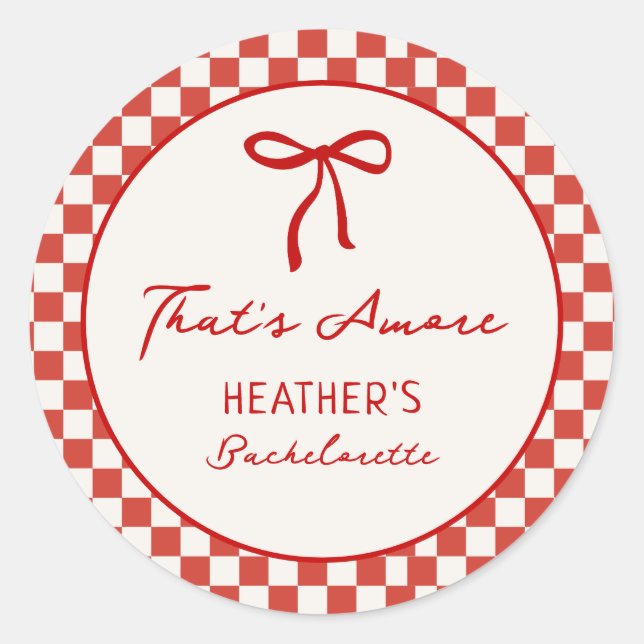 Sticker Rond C'est Amore Italian Pizza Bachelorette Party (Devant)