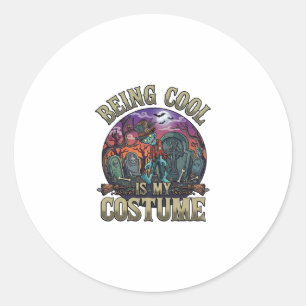 Sticker Rond C'est Cool C'est Costume Halloween Zombie Cimetièr