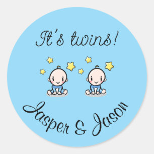 Sticker Rond C'est des jumeaux !, personnalisé avec noms, autoc