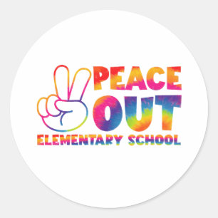 Sticker Rond C'est fini le cours élémentaire Tie Dye dernier jo