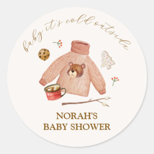 Sticker Rond C'est froid Hiver Camping Vêtements Baby shower ga