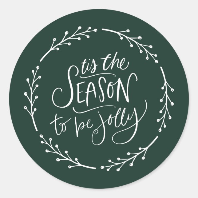 Sticker Rond C'est la saison blanche couronne verte (Devant)