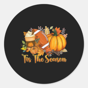 Sticker Rond C'Est La Saison Citrouille Leaf Latte Fall Thanksg