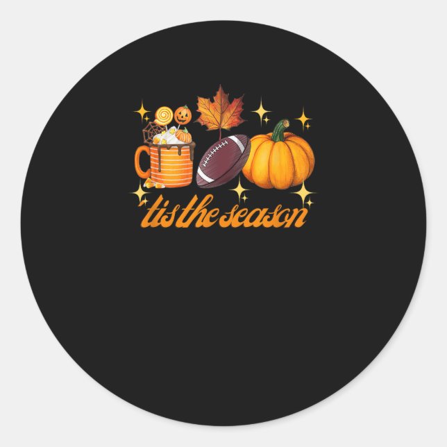 Sticker Rond C'Est La Saison Citrouille Leaf Latte Fall Thanksg (Devant)