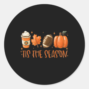 Sticker Rond C'Est La Saison Citrouille Leaf Latte Fall Thanksg