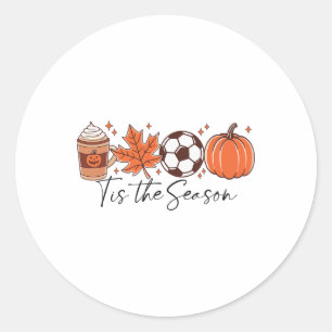 Sticker Rond C'est la saison de soccer d'automne de Thanksgivin