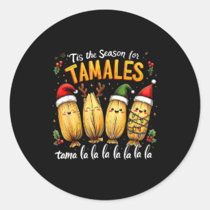 Sticker Rond C'est la saison des tamales mexicains Noël Tamala