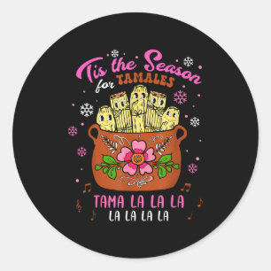 Sticker Rond C'est la saison des tamales Mexican Tamala Navidad