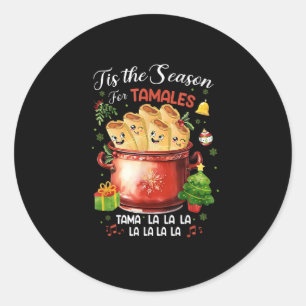 Sticker Rond C'est la saison des tamales Noël nourriture mexica
