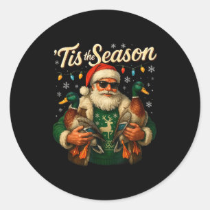 Sticker Rond C'est la saison design de Noël canard Santa cool