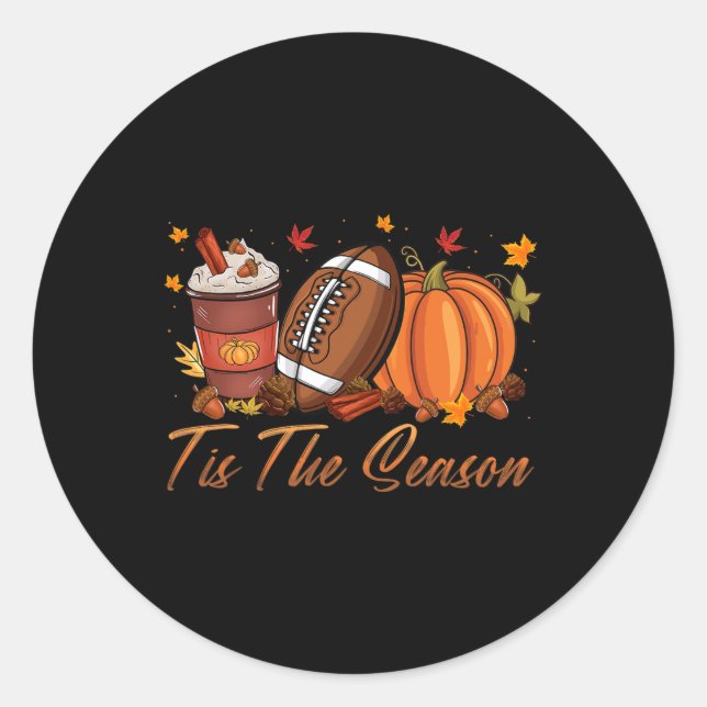 Sticker Rond C'Est La Saison Football Citrouille Spice Fall Tha (Devant)