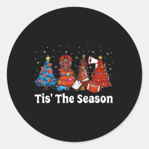 Sticker Rond C'Est La Saison Football Ornements De Noël Pour La