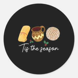 Sticker Rond C'Est La Saison Pour Tamales Christmas Fun Mexicai