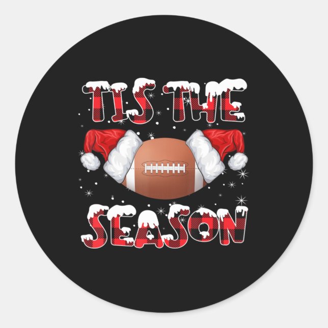 Sticker Rond C'Est La Saison Santa Hat Football Red Plaid Chris (Devant)