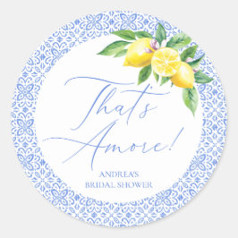 Sticker Rond C'est l'Amour Citron Italien Carrelage Bleu Baby S