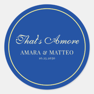 Sticker Rond C'est l'Amour Écriture Vintage Italienne Bleue Mar