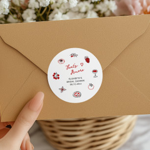 Sticker Rond C'est l'amour Mariage Thème Italien Dessiné à la M