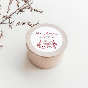 Sticker Rond C'est l'Amour Shower de Mariage Dessiné à la Main