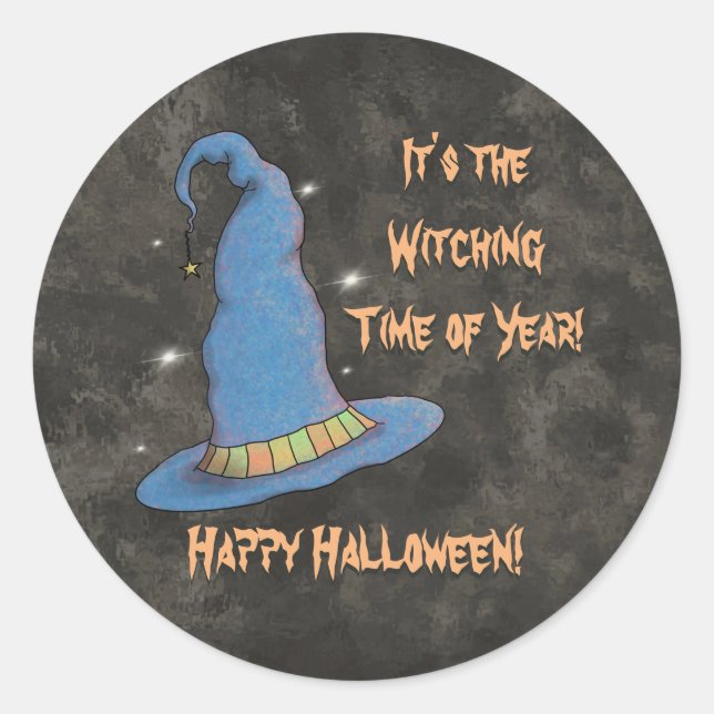 Sticker Rond C'est l'Halloween de l'année en sorcière (Devant)