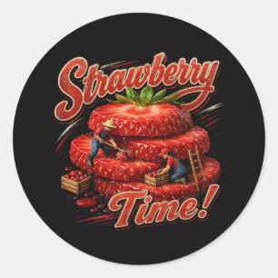 Sticker Rond C'est l'heure des fraises !