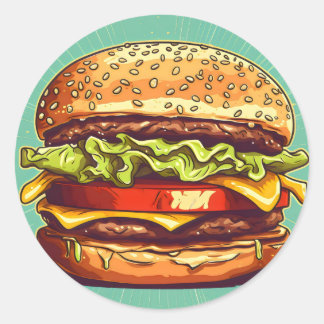 Sticker Rond C'est l'heure du hamburger