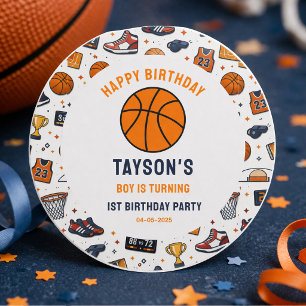 Sticker Rond C'est l'heure du match Basket-ball 1er anniversair