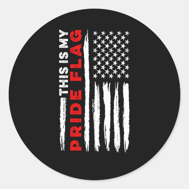 Sticker Rond C'Est Ma Fierté Drapeau Patriotique Américain 4E O (Devant)