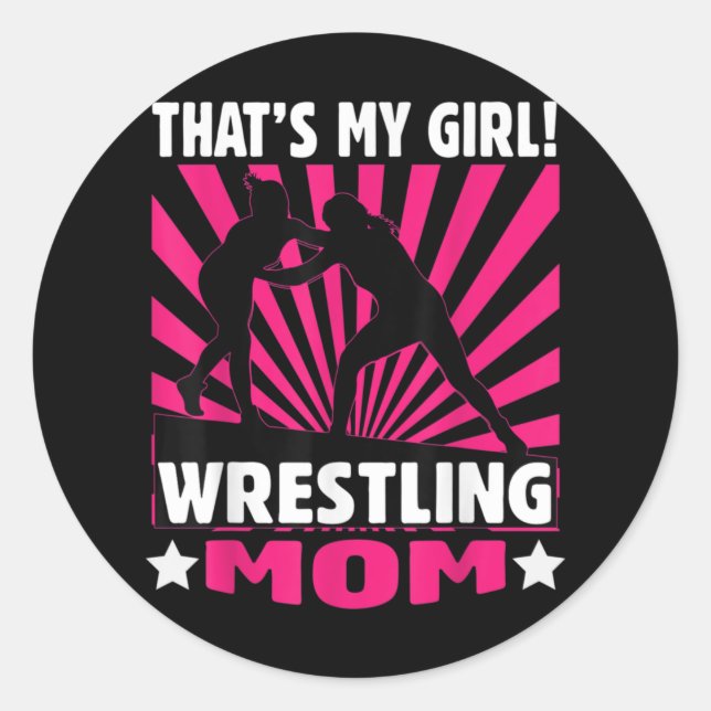 Sticker Rond C'est Ma Fille - Les Filles Luttent - Lutter Maman (Devant)
