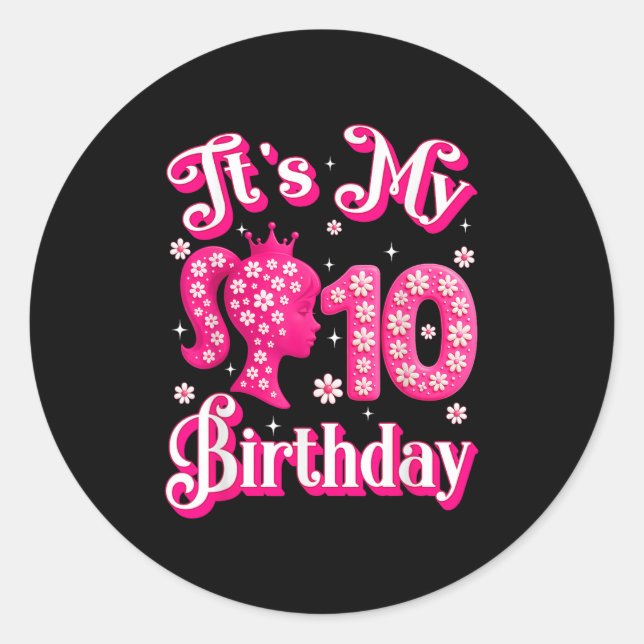 Sticker Rond C'est ma poupée 10e anniversaire fille 10 ans Anni (Devant)