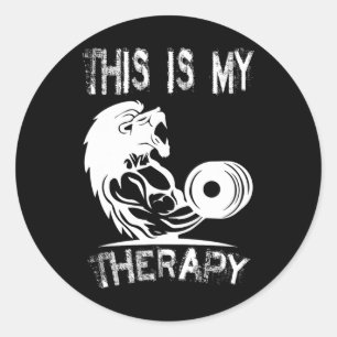 Sticker Rond C'Est Ma Thérapie Bodybuilding Gym