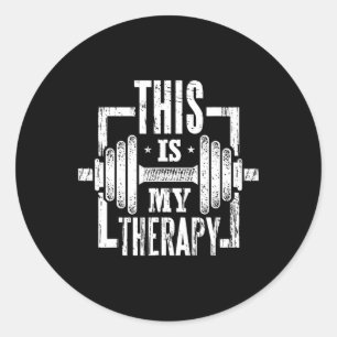 Sticker Rond C'Est Ma Thérapie Drôle Gym Entraînement Motivatio