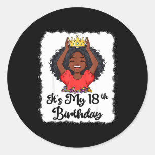 Sticker Rond C'est mon 18ème anniversaire Couronne de princesse