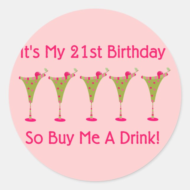 Sticker Rond C'est mon 21e anniversaire (Devant)