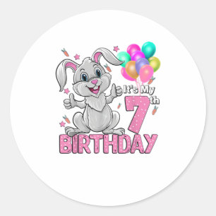 Sticker Rond C'est mon 7e anniversaire Rabbit 7e anniversaire 7