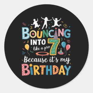 Sticker Rond C'est mon anniversaire 7e 7 ans Trampoline Jumping