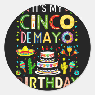 Sticker Rond C'est mon anniversaire Cinco De Mayo Party