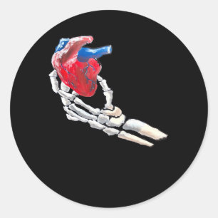 Sticker Rond C'Est Mon Coeur - Squelette Mains Coeurs