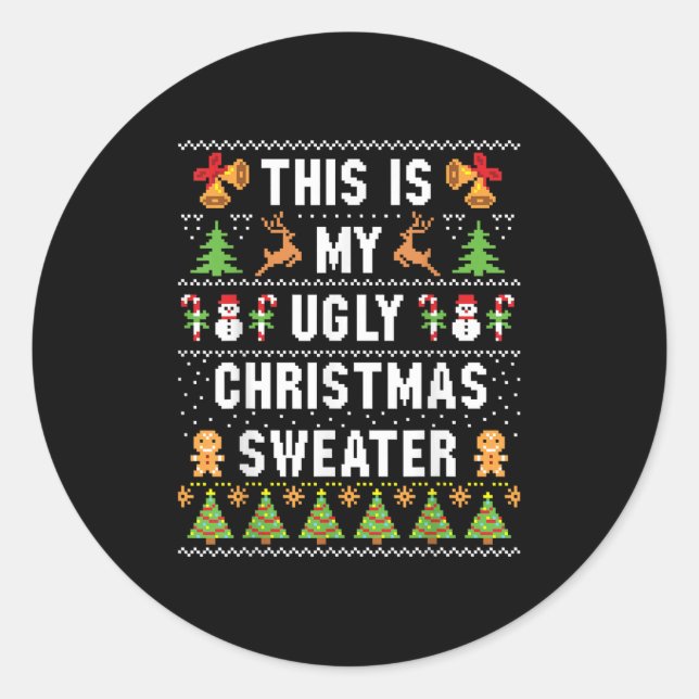 Sticker Rond C'Est Mon Doux Vilain Drôle Noël Courte (Devant)