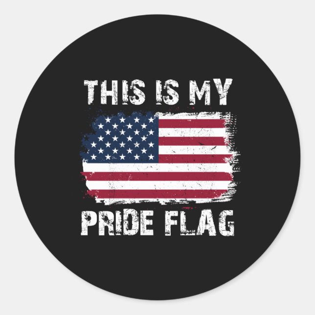 Sticker Rond C'Est Mon Drapeau De Fierté Usa 4 Juillet Patrioti (Devant)