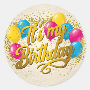 Sticker Rond C'est mon insigne d'anniversaire, l'huile de texte
